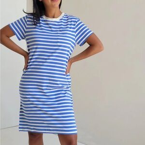 Pact Organic Cotton Striped Softspun Tee Mini Dress L T-Shirt